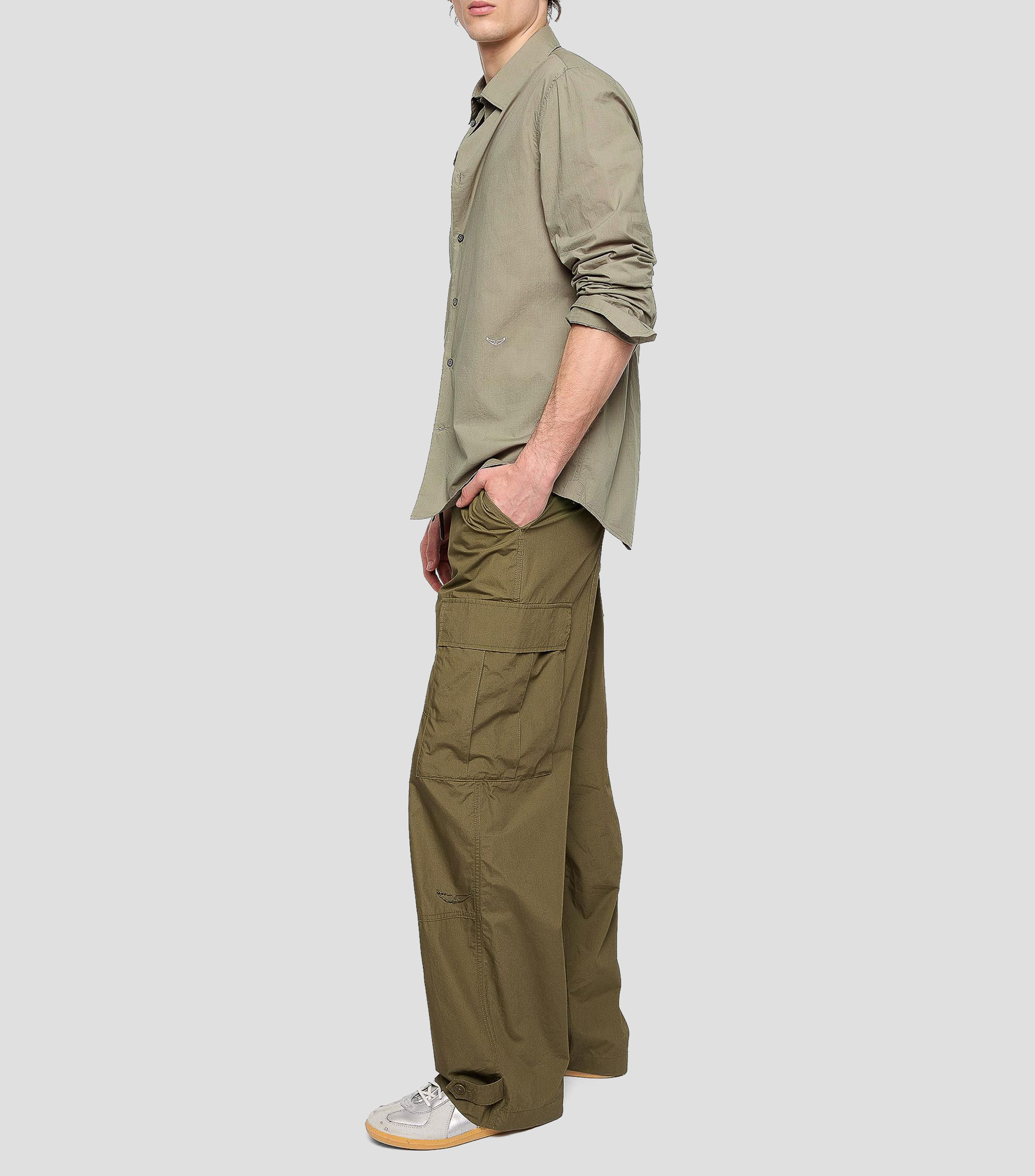 Camisa lisa manga larga Hombre